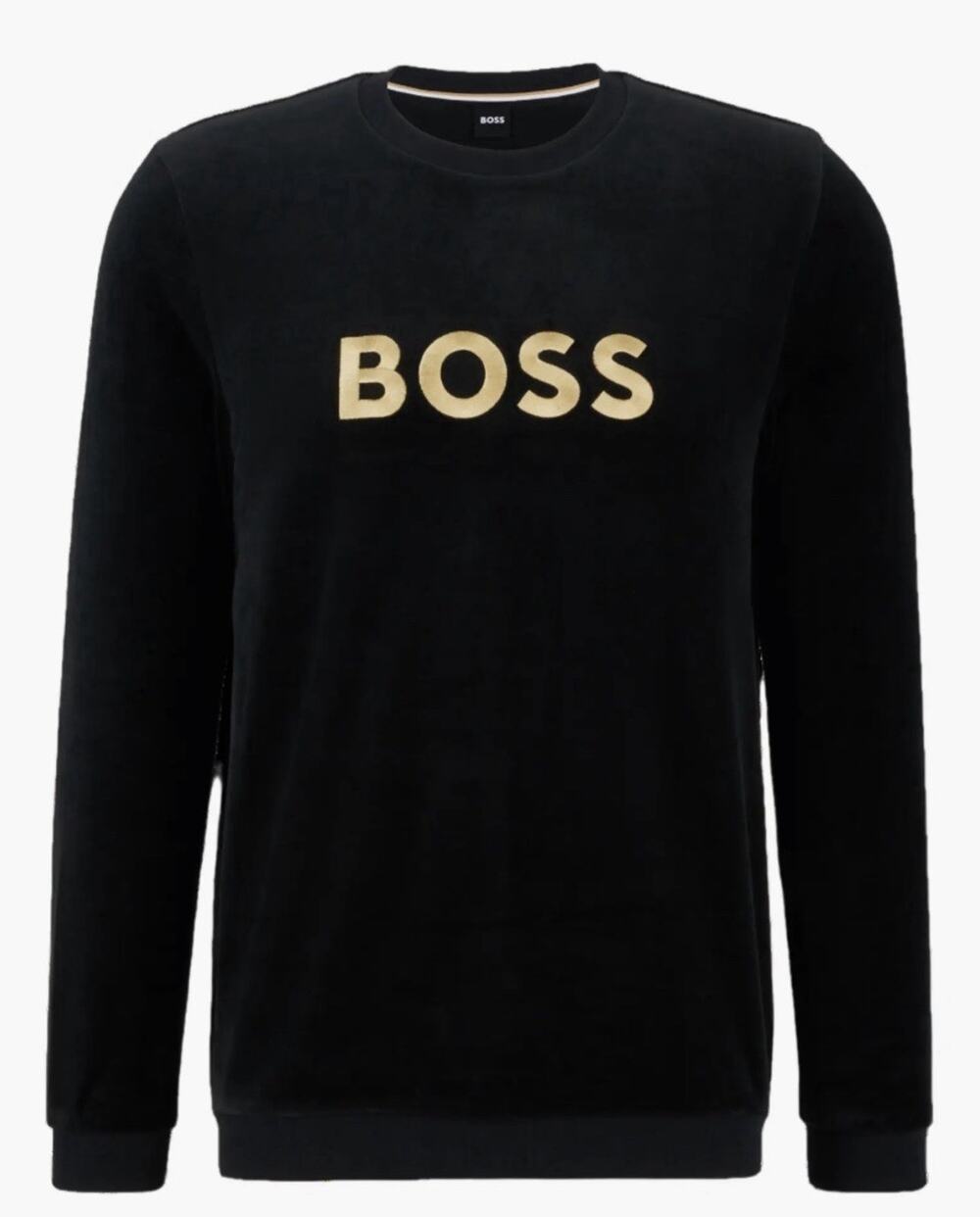 BOSS Velour Crewneck Black & Gold Sweatshirt Men’s Size Large